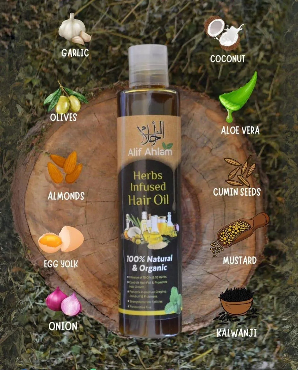 Herbs Infused Hair Oil 100% Natural Organic for All Hair Types