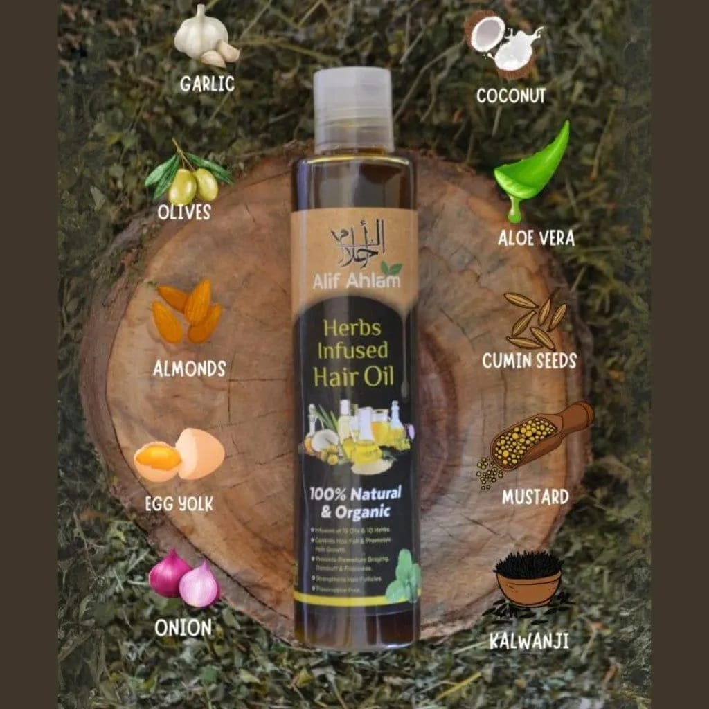 Alif Alham Herbs Infused Hair Oil – 100% Natural & Organic | 100ml